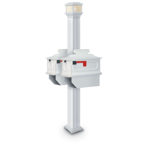 Abbot Double 1812 Estate Series Mailbox - Illuminated Finial